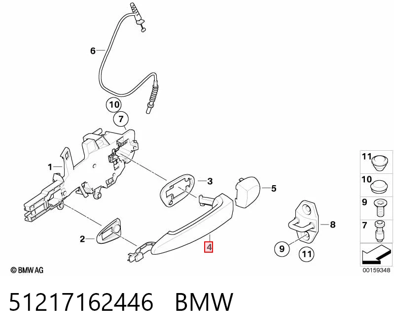 3 sedan (F30, F80) (2011 - 2018) Ön sağ dış kapı kolu